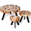 3 Piece Coffee Table Set Made of Reclaimed Solid Wood