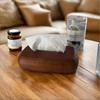 Walnut Tissue Box Cover - Modern Vintage Design, Premium Wood, For Desk & Bathroom Decor. Easy Refill, Polished Finish