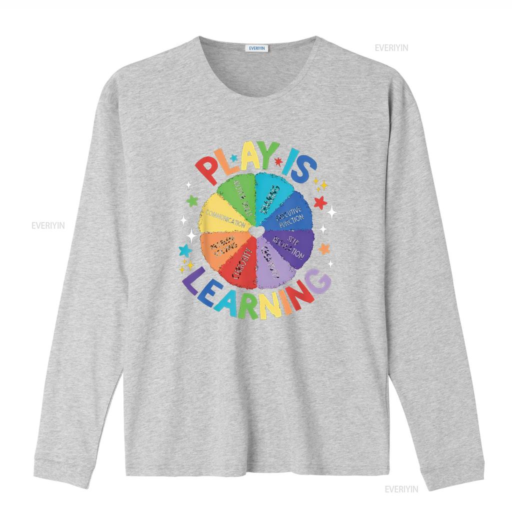 Play is Learning Teachers Preschool Kindergartner T Shirt vintage Washed homme graphic Comfortable fashion Unisex Stylish