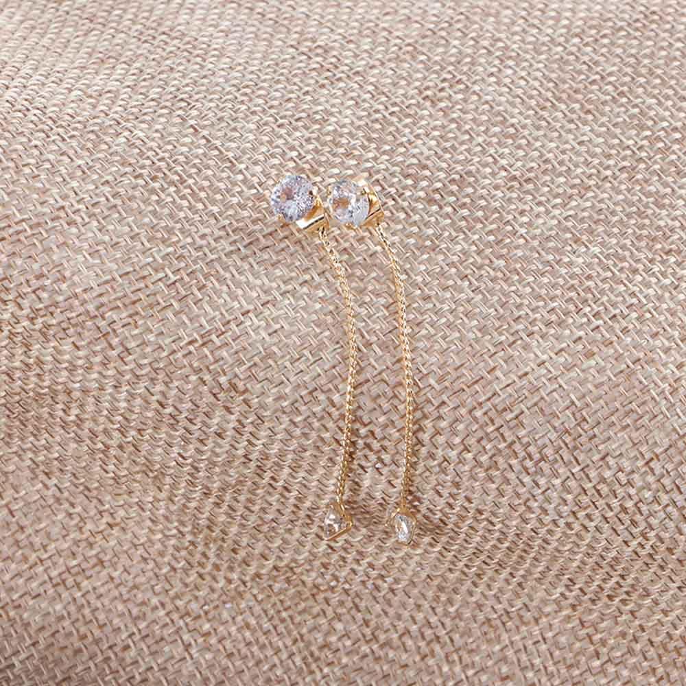 Temperament Delicate Front And Back Two wear Jewelry Zircon Earrings Long Tassel Stud Earrings