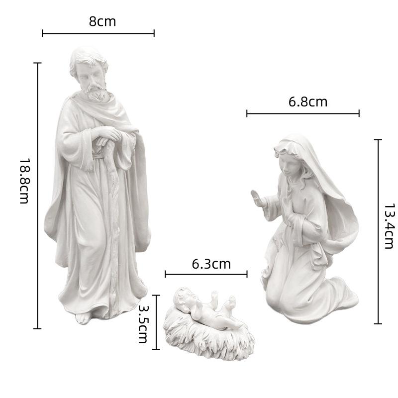 Resin Handicrafts Simulated Human Figure Sculpture Family of Three Christmas Birth of Jesus Decorative Figurines Home Decoration