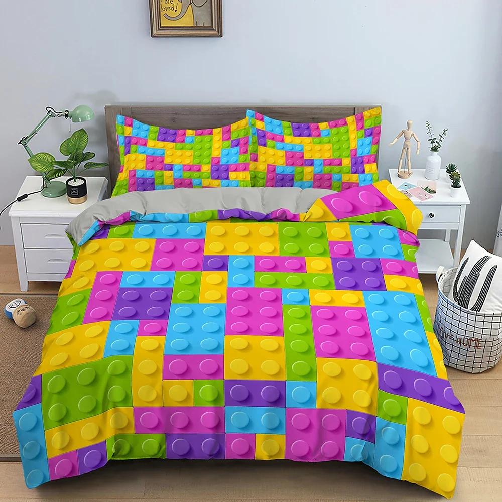 Geometric Printed Bedding Set Microfiber Colorful Lines Duvet Cover With Zipper Closure Queen King Size Quilt Cover Home Textile