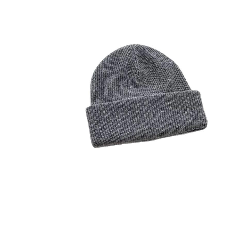 Sheep Wool Solid Color Versatile Knitted Hat Warm Autumn and Winter Woolen Hat High Quality Small Face