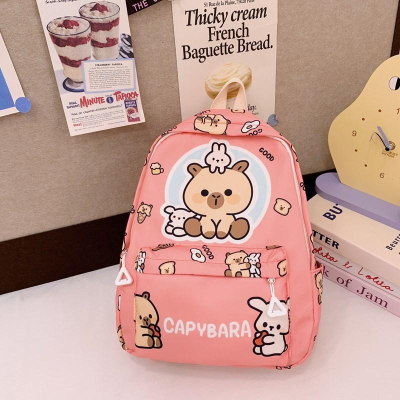 Print Animal Charming Capybara Backpack Breathable Nylon Kids School Bag For Preschool And Children Young