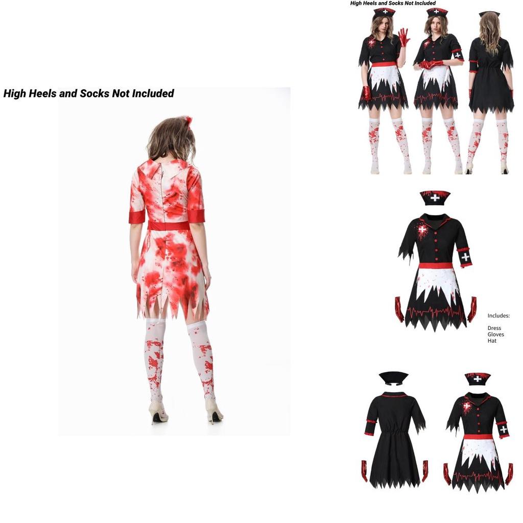 Yumeikeshi Women's Halloween Cosplay Costume Blood Nurse Maid Doctor Outfit