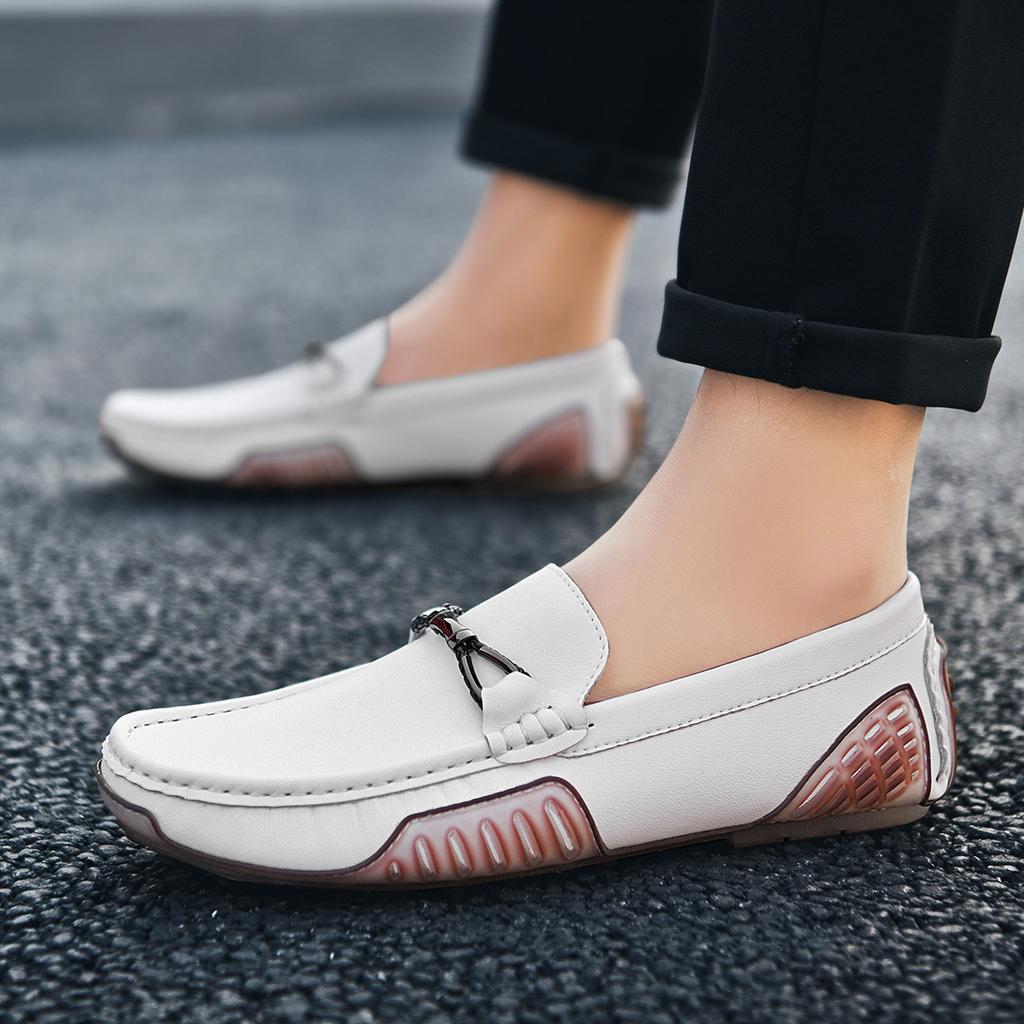 Elegantes Style Mens Casual Shoes Spring Summer Men Loafers Real Leather Moccasins Breathable Men Slip On Boat Shoes Drive Flats