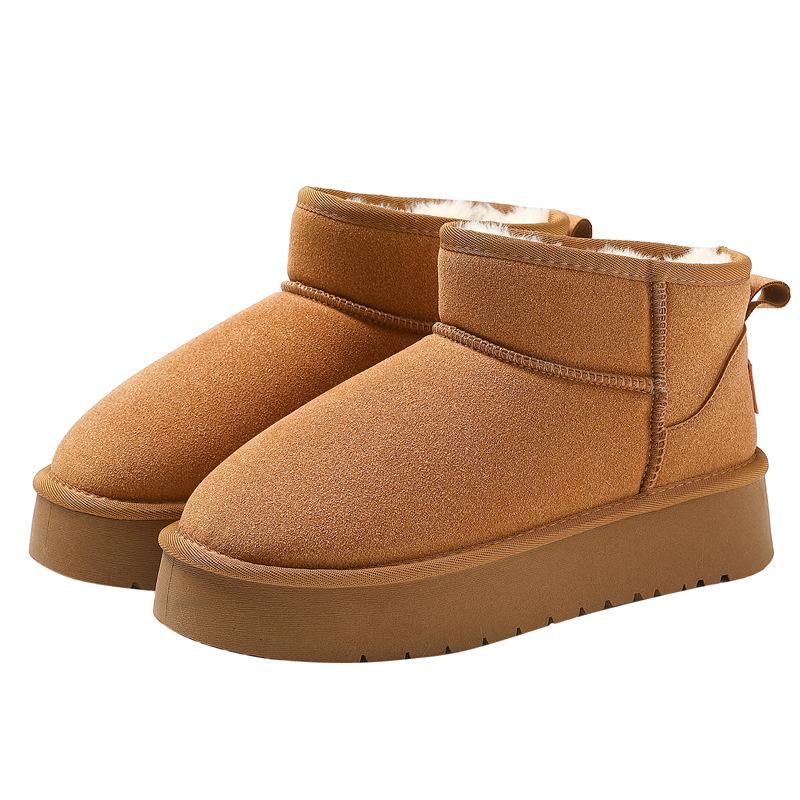 Suede Snow Boots Winter Thick-soled Non-slip Home Thick Plush Thermal Bag and Cotton Shoes