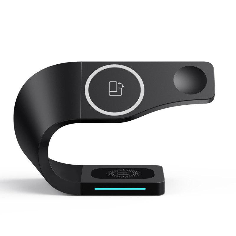 

4 в 1 металлический корпус беспроводное зарядное устройство для iPhone 15 14 13 12 магнитная станция быстрой зарядки подставка док-станция для Apple Airpods Watch чёрный