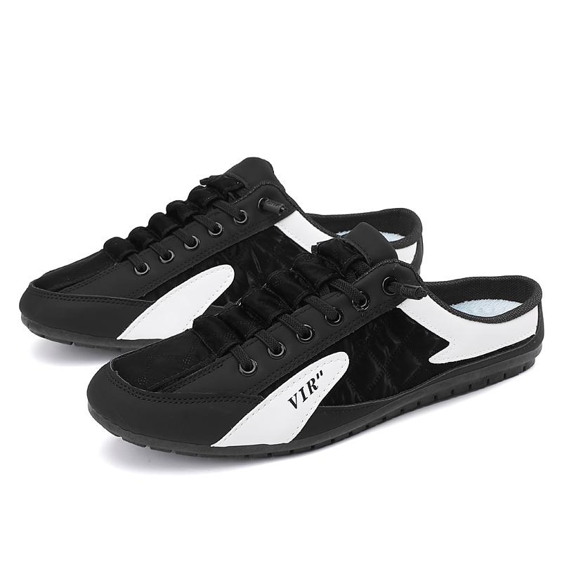 

Мужские летние тапочки Baotou из сетки, ленивые, на одну ногу, повседневные пляжные сандалии, спортивная обувь, противоскользящая и износостойкая, уличная повседневная обувь 44 чёрный