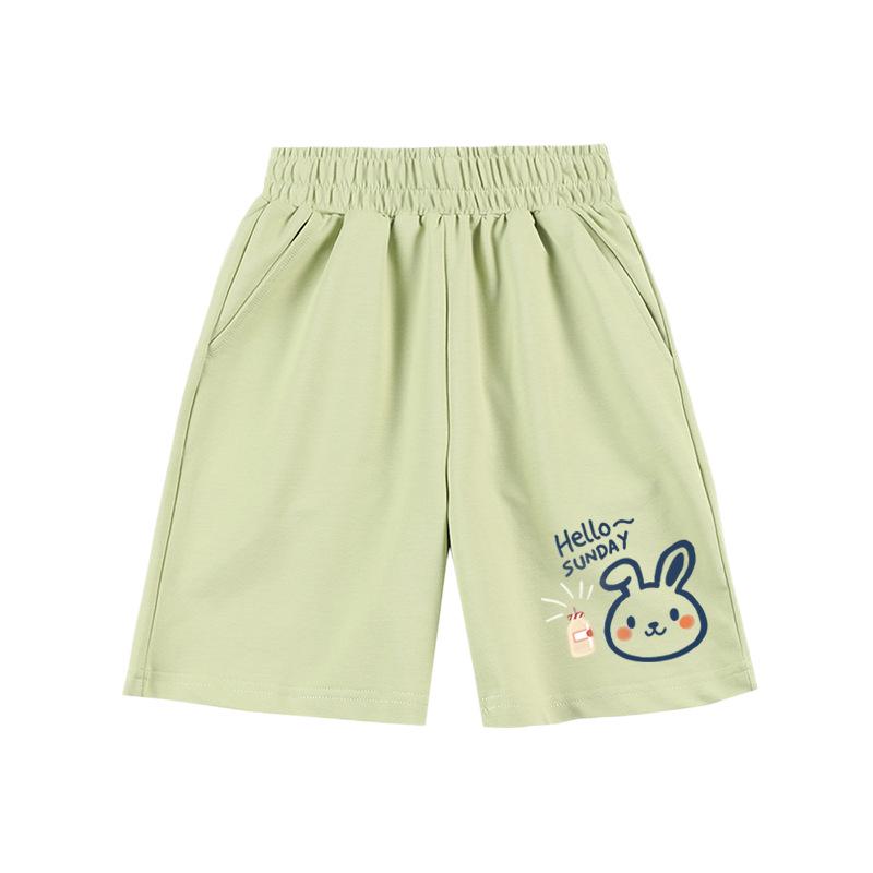 Girls' High-Waisted Summer Shorts - Breathable, Casual, Printed, Loose Mid-Length Pants