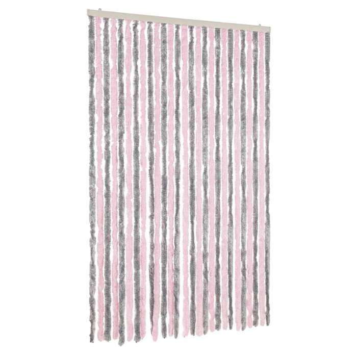VidaXL Fly Curtain Silver Grey and Pink 118x220 Cm Chenille, Door Fly Curtain, Insect Curtain of 4004886