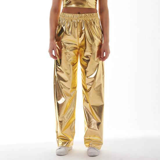 Men Pants Soft Breathable Comfortable Solid Color Elastic Waist Loose Fit Shiny Fashionable Pants Long Trousers
