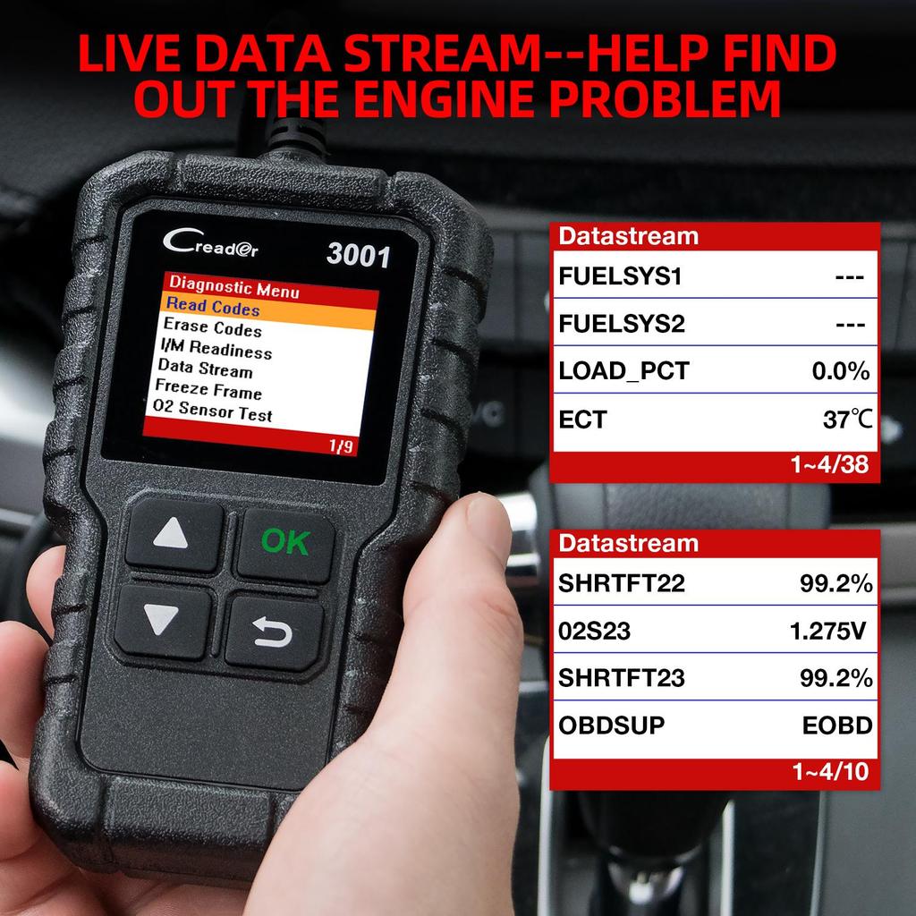 LAUNCH CR3001 Automotive OBD2 Diagnostic Scanner Car Check Engine Light OBD Code Reader Lifetime Free Update pk ELM327