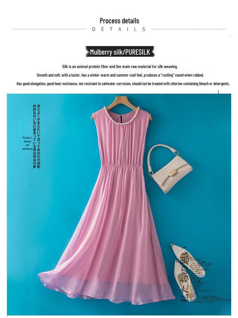 Non-Shedding Mulberry Silk Fairy Dress, Nude Pink