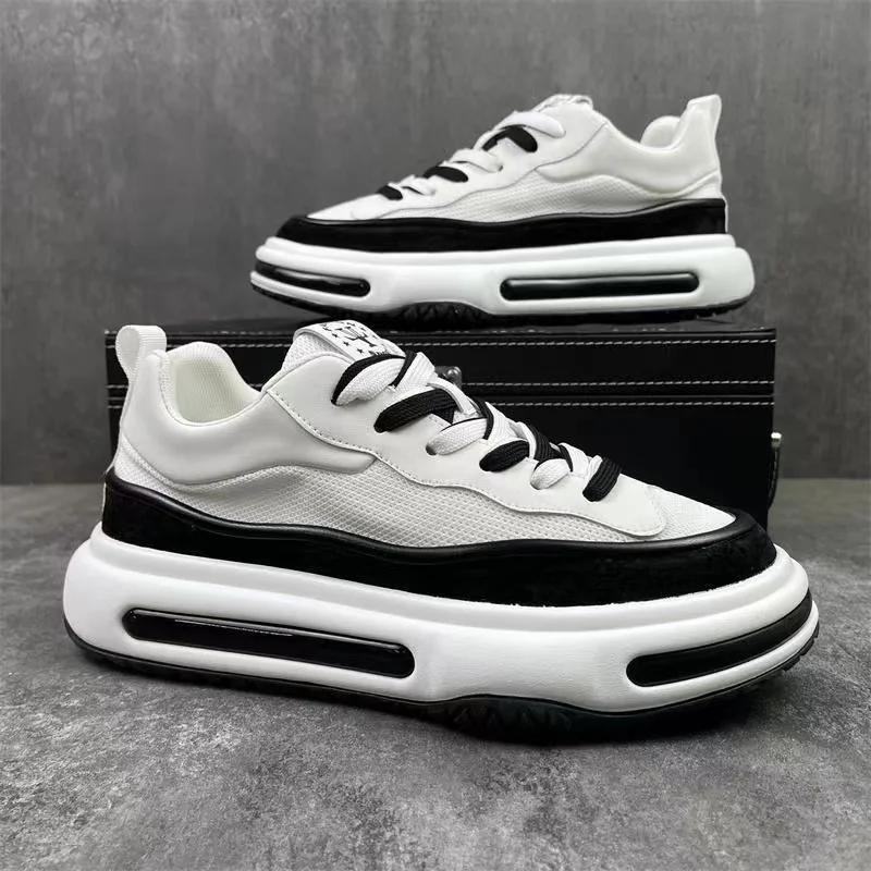 Fashion Fashion Designer Color Block Party Shoes Breathable Lace-up Men Casual Chunky Sneakers Thick Bottom Vulacnized Driving Walking