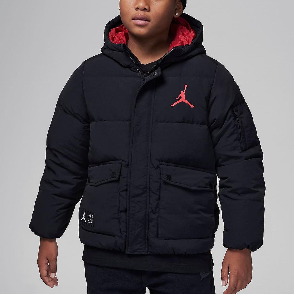 Jordan Λογότυπο Κεντημένο Μπουφάν Κουκούλας με Φερμουάρ Casual Παιδικό Μπουφάν Μαύρο FV2824-010