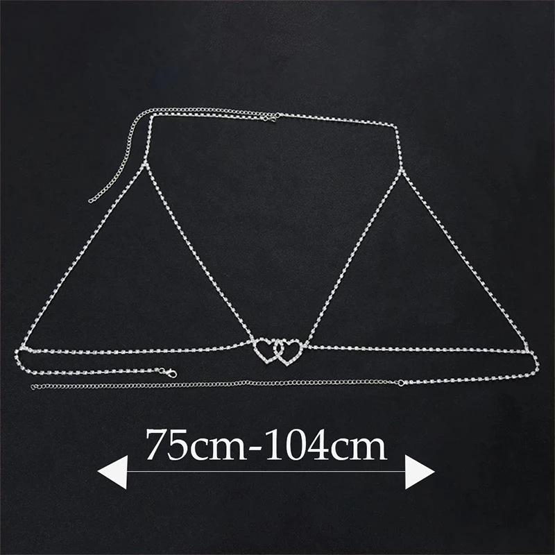 2022 Sexy Body Chain Simple Gold Heart Belly Chest Chain for Women Bikini Chain Waist Bodychain Body Brach Jewelry Bijoux 0780 Chest chain