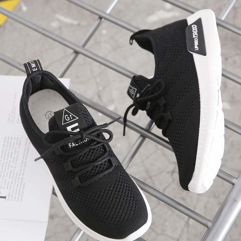 2026 Spring/Summer Women's Knit Casual Solid Color Lightweight Lace-up Flat Shoes - Trendy and Fashionable Sports Style