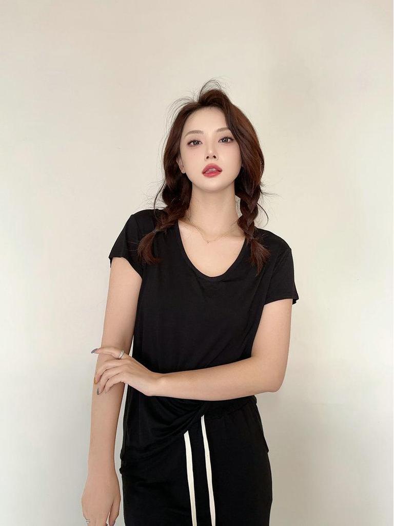 Women's Plus Size Modal Round Neck Short Sleeve T-Shirt, Spring/Summer Lightweight Loose Slimming Base Layer Versatile Top