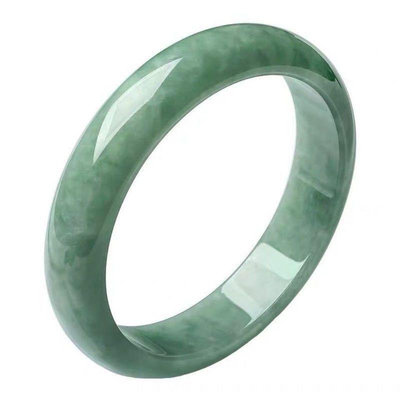 Echtes Jade Damenarmband - Natürliche Jadeit Grün mit schwebenden Blüten, Armreif aus Guizhou, Perfektes kleines Geschenk