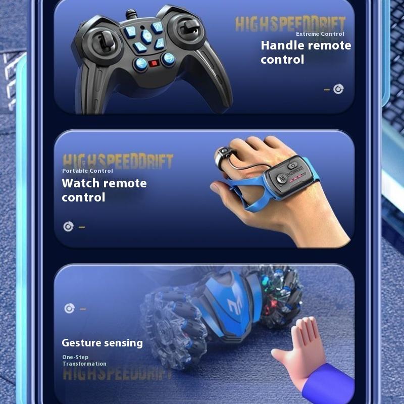Children's Gesture Induction Twist Car High-speed Drift Remote Control Car Four-wheel Drive Stunts Deformation Light Off-road Vehicle Toys