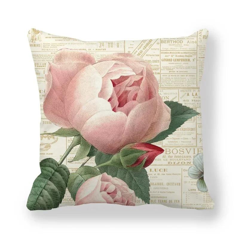 Housse de coussin florale camélia Rose, taie d'oreiller Vintage à imprimé Floral, décorative pour canapé