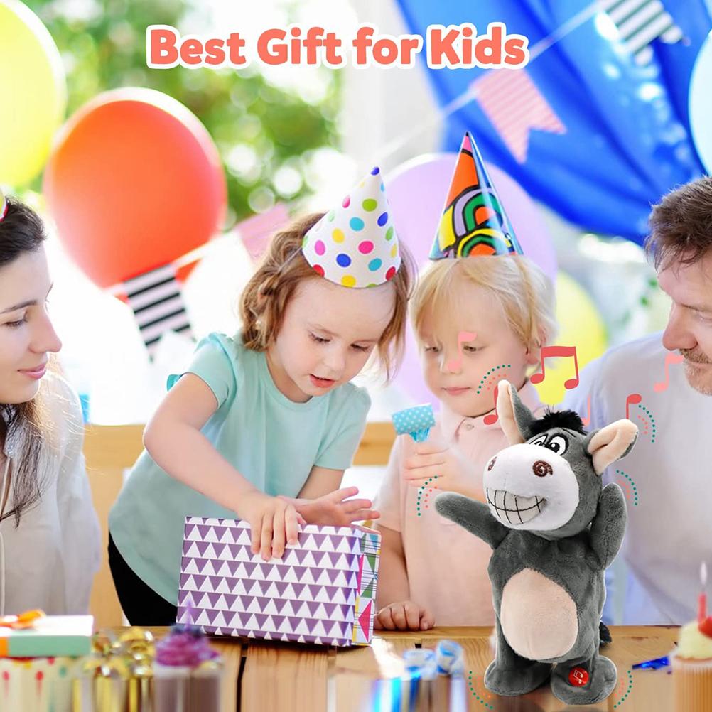 Stuffed Animal Toys Electric Funny Donkey Doll for Baby 72 Children"s Songs Plush Toys Walking and