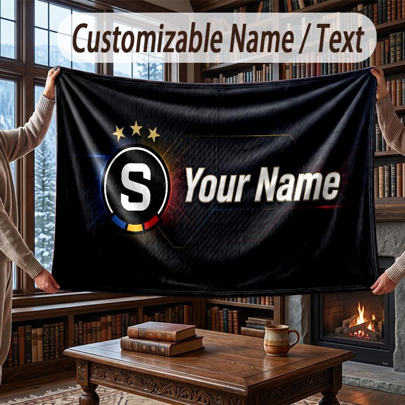 Custom Name Flannel Throw Blanket Sparta Prague Pattern Warm Home Decoration