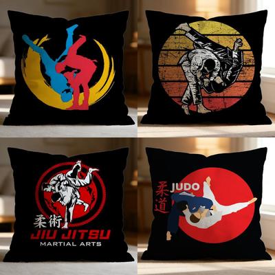 S-Ssports Judo Martial Artsed Cushion Cover Soft Washable Pillow Case Multi-Scene for Couch Bed Travel Office Use
