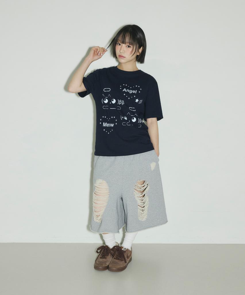 Seulliggeullou Angel Emoji T-Shirt [Navy]