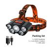 5 LED Flashlight Rechargeable with Built In 18650 Battery Strong Light Camping Adventure Fishing Head Light Headlamp