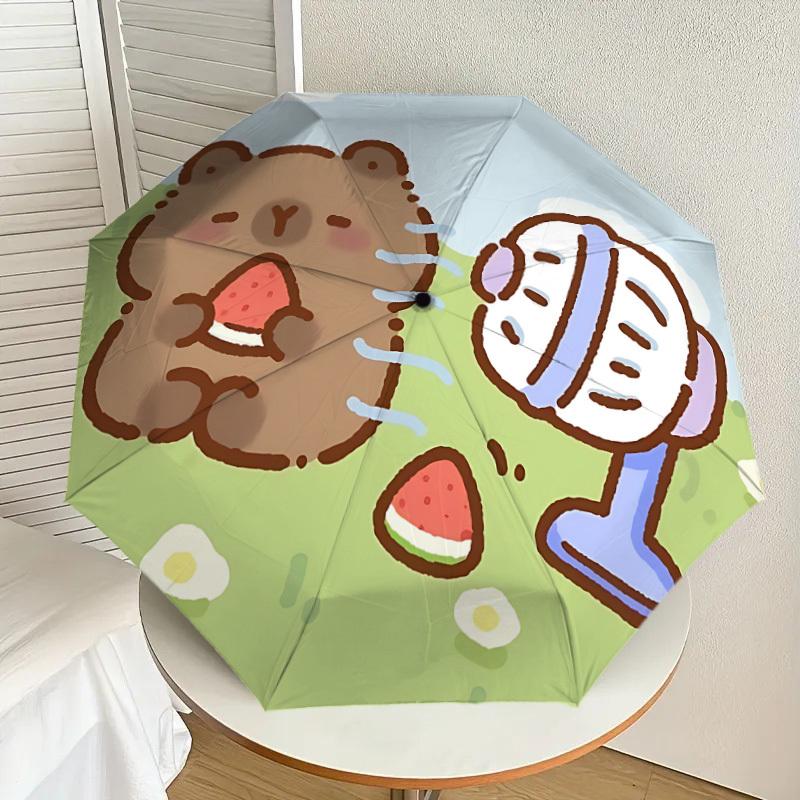 1 stuks Capybara, Bureauventilator Automatische Open/Sluit Paraplu, Compacte Opvouwbare Paraplu met Lichtgewicht Ontwerp voor Vrouwen/Mannen yy251028264