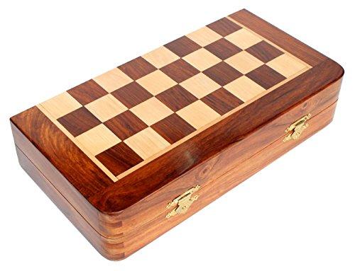 StonKraft Handcrafted Premium Wood 31 x 31 cm Chess Set - Rosewood Folding Magnetic Set with Storage