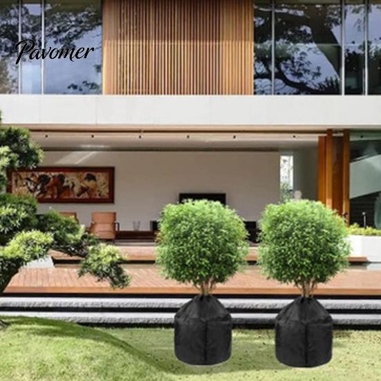 Winter Plant Protection Covers Planter Insulation Cover, Zippered Flower Pot Wrap, Cold Wind Shield for Potted Trees Bag with Drawstring Outdoor