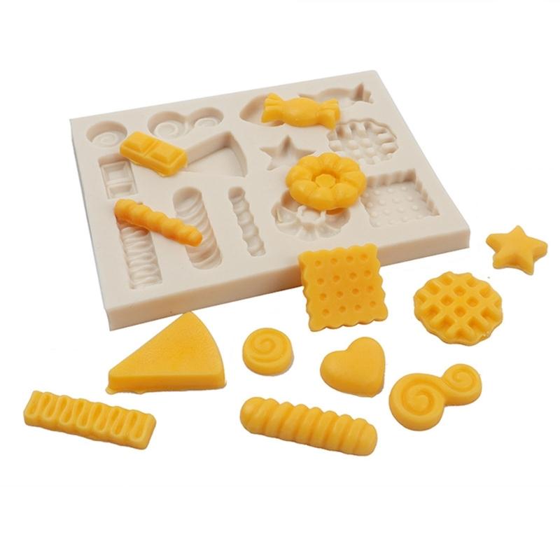3D Süßigkeiten Waffeln Keks Silikon Flexibel Lebensmittelecht Form Ton Harz Keramik Süßigkeiten Fondant Süßigkeiten Schokolade Seifenform