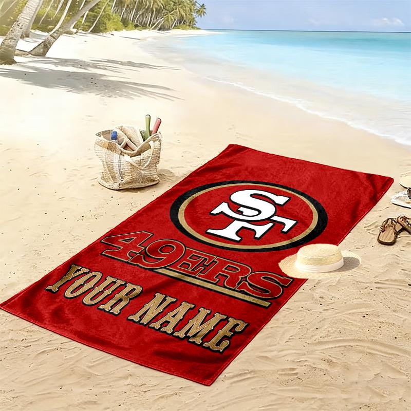 Custom NameSan Francisco 49ers logo. Beach Towel Soft Microfiber Summer Towel Quick Dry Absorbent Towel for Beach Swimming Pool Travel
