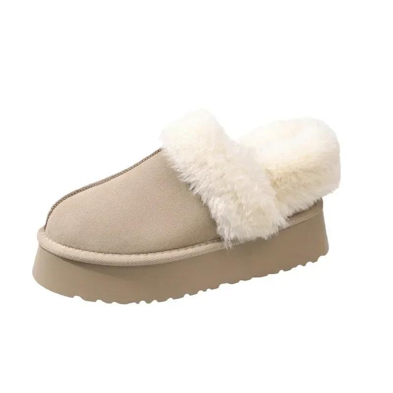 Toamnă Iarnă noi cizme de zăpadă cu talpă groasă femei din pluș îngroșat pantofi cald de pluș anti-alunecare papuci de modă versatili din bumbac