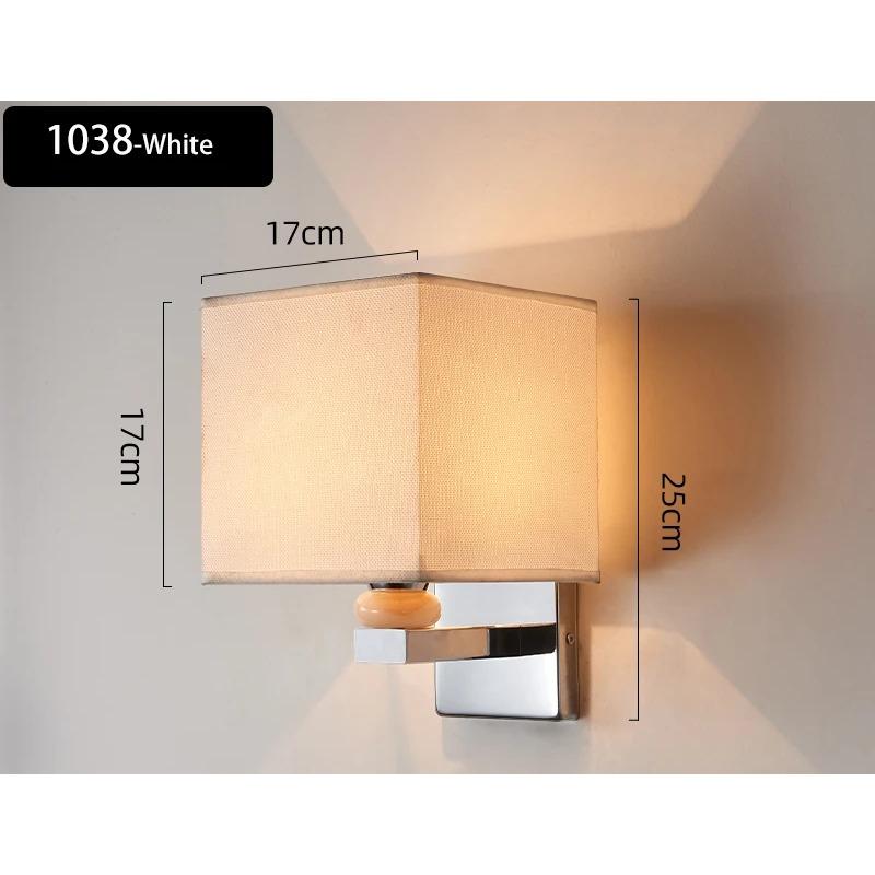 Bedroom Wall Lamp with Fabric Lampshade Modern Reading Light Metal 6W LED Wall Light for Living Room Bedside Home Decor