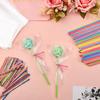 WANDIC Lollipop Cake Pop Kit, 100 Colorful Paper Sticks & 100 Clear Candy Bags & 100 Twist-Tie Cake Pop Sticks and Wrappers for Making Lollipop Candy