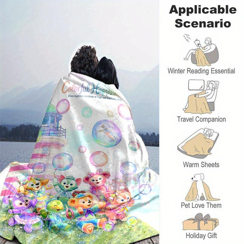 1 Stück, Duffy and Friends (4) Gemütliche Flanell-Kuscheldecke Perfektes Geschenk für Schlafzimmer, Wohnzimmer, Reisen, Camping, Auto