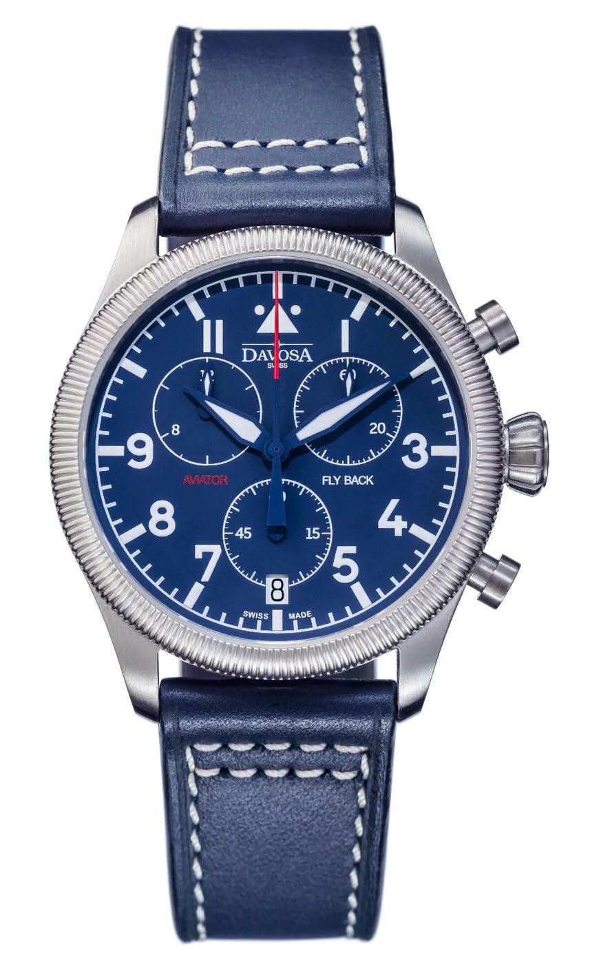 

Watch Chronograph Date Aviator Flyback Swiss Made Blue [Davosa] 162.499.45 Men s