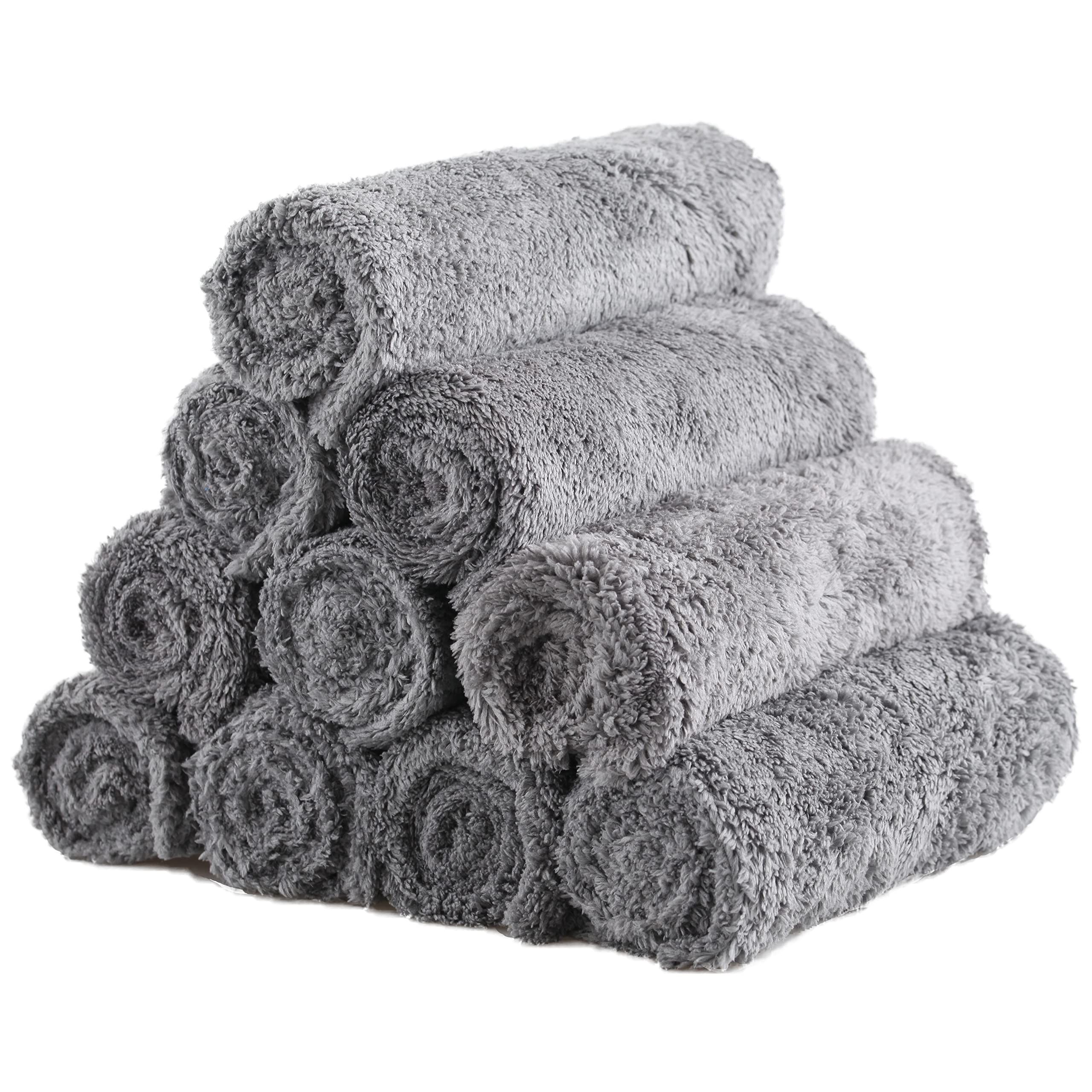 

Толстые салфетки из микрофибры для мытья автомобиля и Супернабор из 10 штук для уборки, Быстросохнущие, Впитывающие, Легкие, 40x40см, (Серый) серый