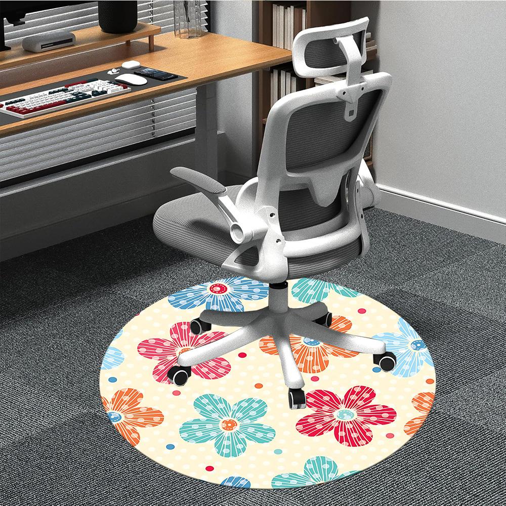 1pc Floral Pattern Office Round Rug, Carpet for Office, Gaming, Lightweight Round Floor Mat yy260205013