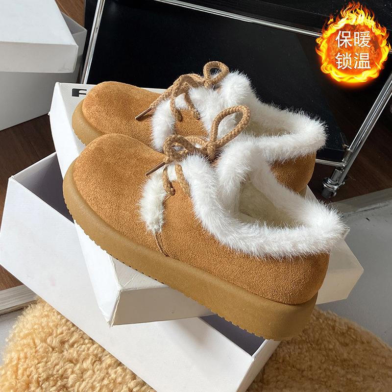 

Women s Large Size Soft Sole Heightening Winter Warm Fur One Anti-slip Snow Boots Plush Lined Ankle Boots Outdoor Sports Furry Cotton Shoes 40 верблюд