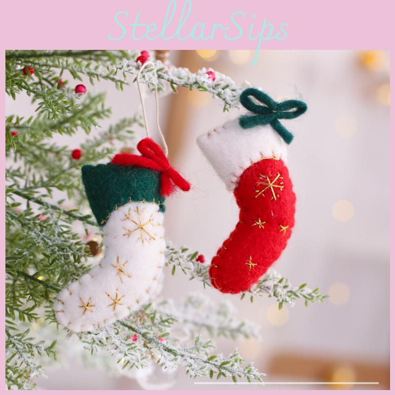 Decor Tree Christmas Sock Snowflake Scene Modern Minimalist Holiday Set Ornament