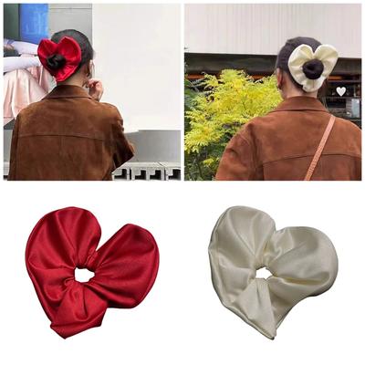 Übergroßes Satin Haarband in Herzform für elegante Pferdeschwanzhalter und Duttfrisuren Haargummis für Herbst Winter