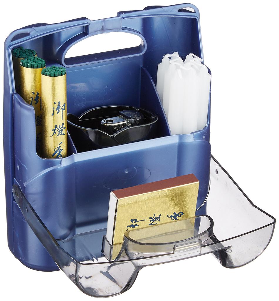 Nakanishi Kogei Incense Set, Wide (New) + Lighter, Made In Japan, Blue, Grave Visit Set