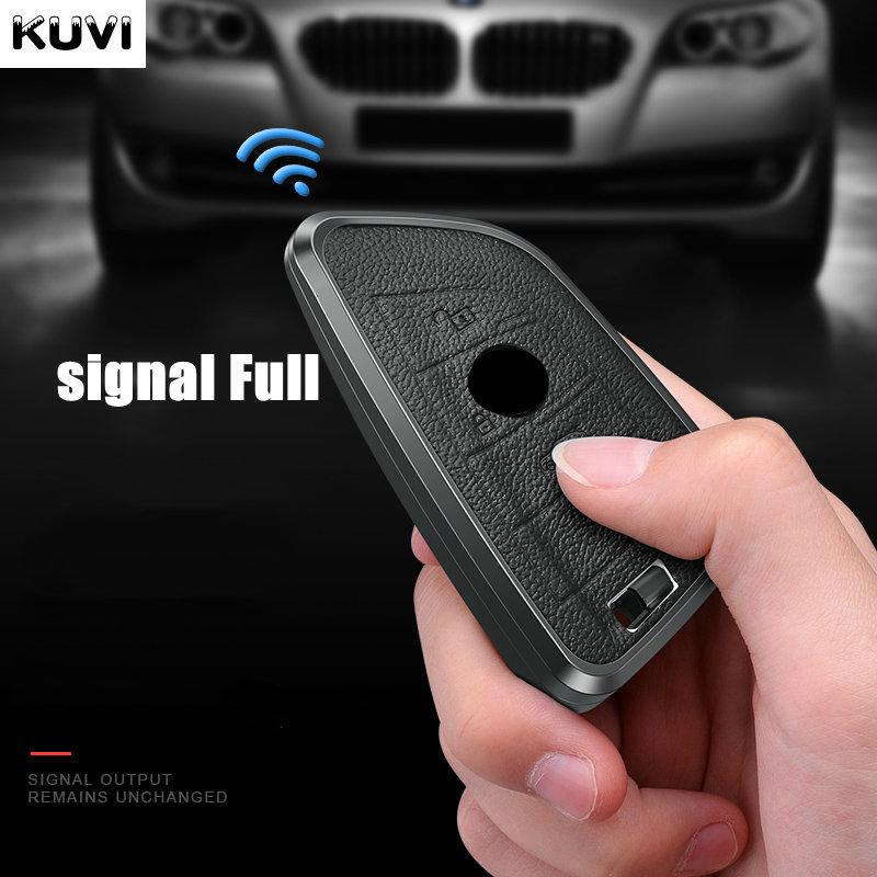Metal Genuine Leather Auto Smart Key Fob Cover Case Housing Remote Fit For Bmw X1 X3 X5 X6 X7 1 3 5 6 7 Series G20 G30 G11 F15 F16 G01 G02 F48