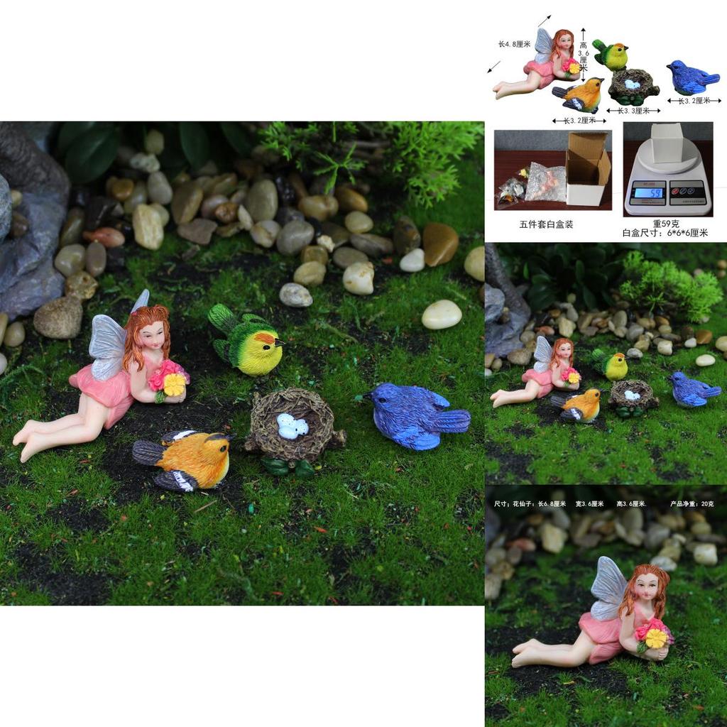 Resin Enchanted Garden Miniatures With Bird For Celebrations And Memorial Gifts