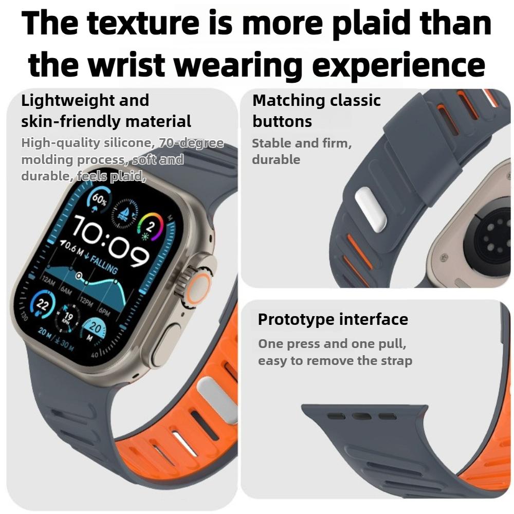 Silicone Sport Band For Apple Watch Ultra 49mm Slanted Buckle Bracelet For IWatch Series 10 46mm 9 8 7 6 5 4 SE 42mm 44mm 45mm Strap